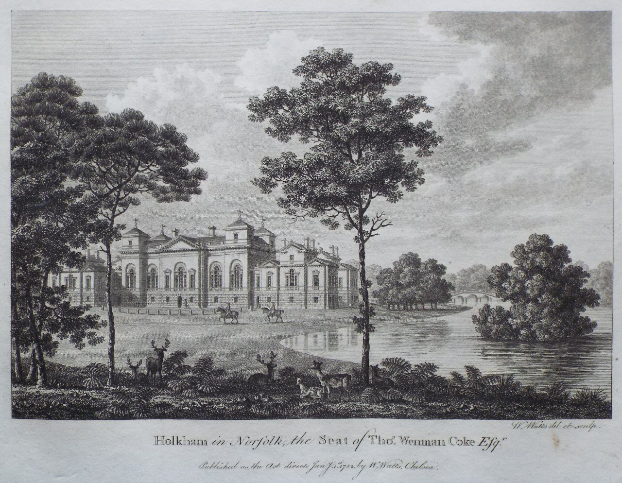 Print - Holkham in Norfolk, the Seat of Thos. Wenman Coke Esqr. - Watts